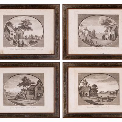 Giuseppe Dall'acqua - Quattro Incisioni da Dipinti di David Teniers Raffiguranti Paesaggi con Sce...