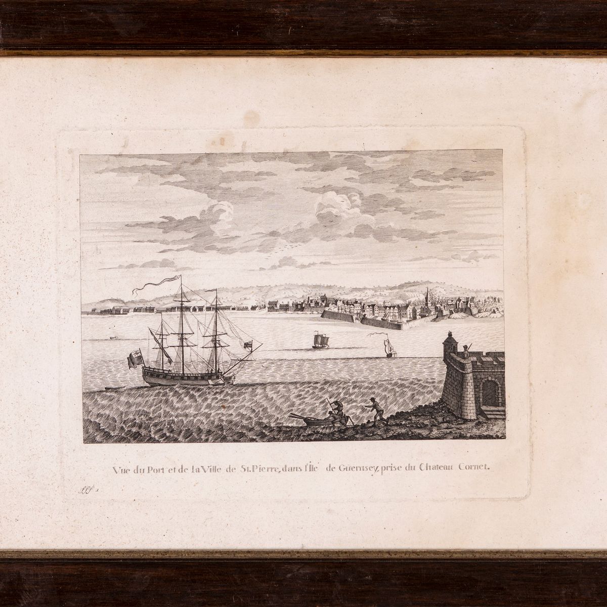 A) Vue De la Ville, Fortresse, Et Du Port De S.aubin, Dans L'ile De Jersey B) Vue Du Port Et De l...