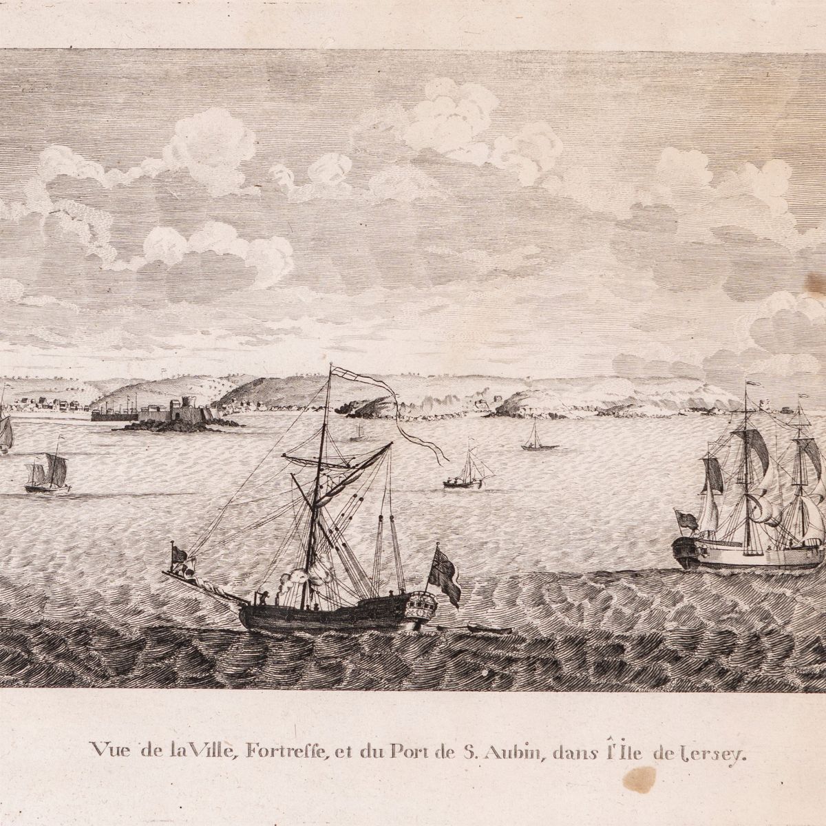 A) Vue De la Ville, Fortresse, Et Du Port De S.aubin, Dans L'ile De Jersey B) Vue Du Port Et De l...