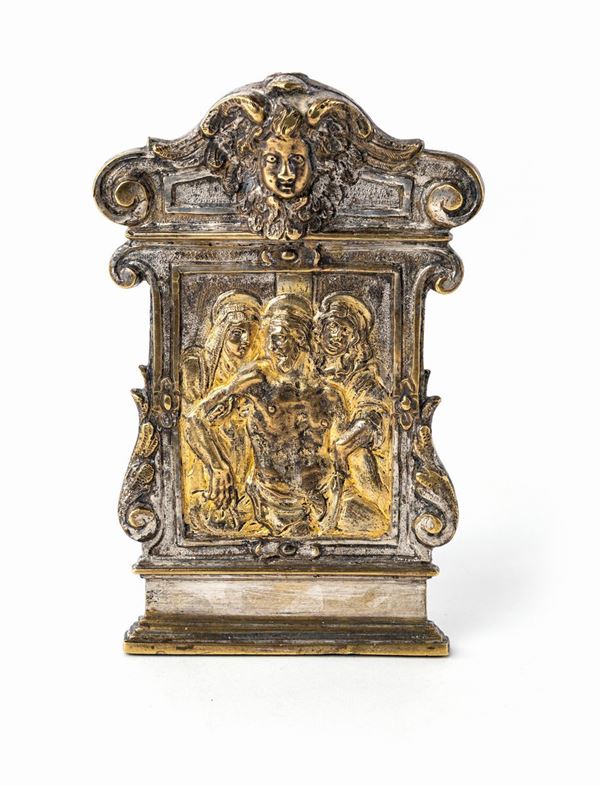Pace in bronzo dorato e argentato, Veneto, XVII secolo