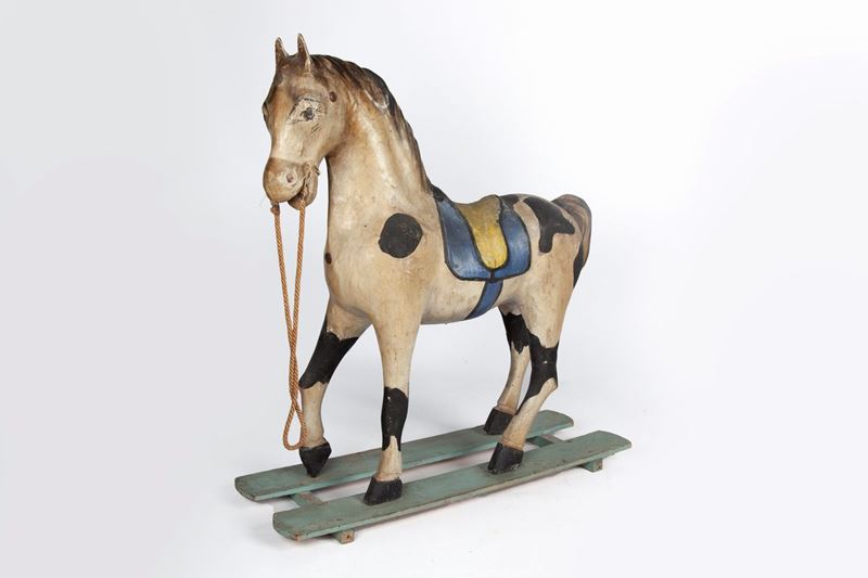 Cavallo da Giostra in Cartapesta e Legno Dipinti, XX Secolo