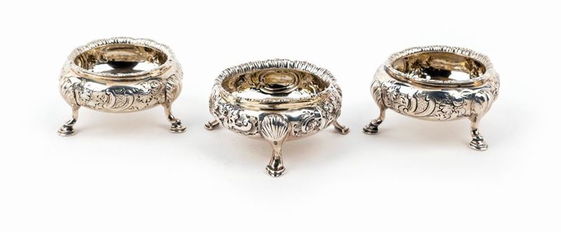 Tre Saliere in Argento 925/1000, Londra 1851, Argentiere Harrison Brothers & Howson