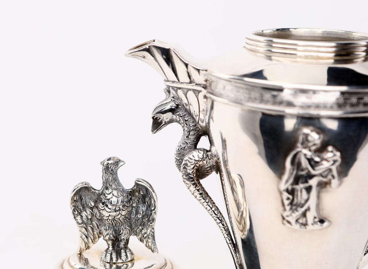Caffettiera in Argento, Germania, XIX Secolo, Argentieri G. Roth & Co.