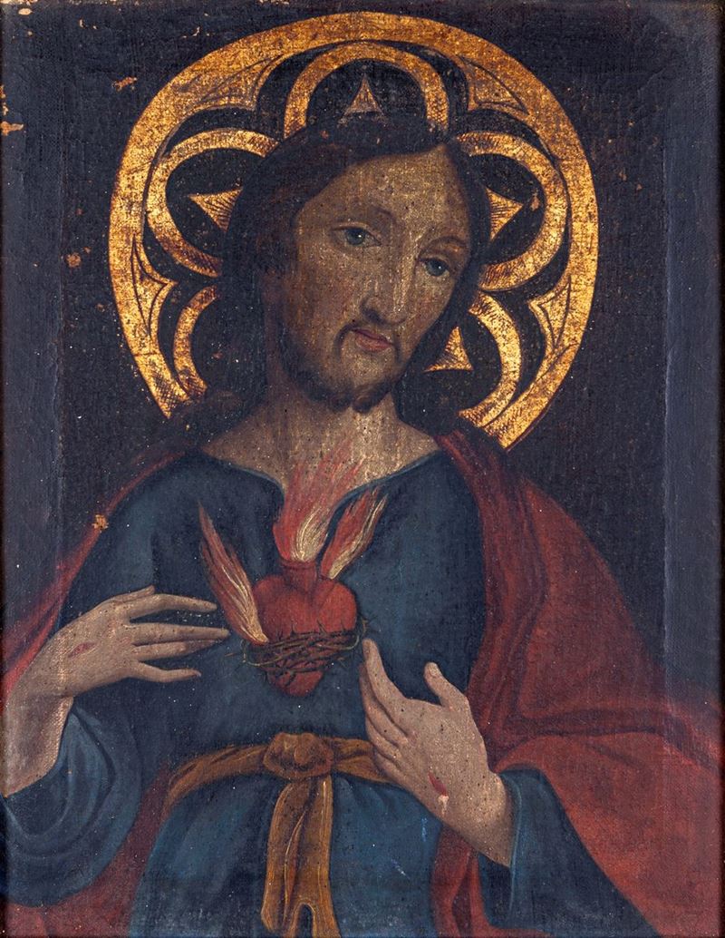Scuola Toscana del XVII Secolo - Cristo del Sacro Cuore