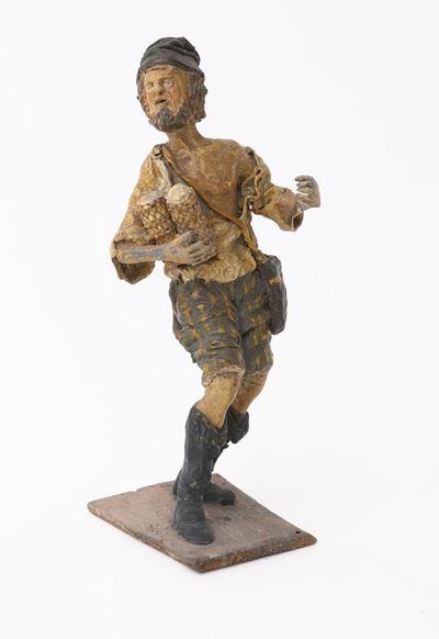 Venditore di Formaggi Cieco in Terracotta Policroma, Sicilia, XIX Secolo