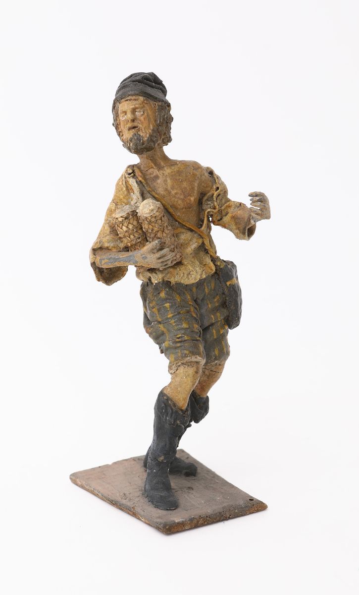 Venditore di Formaggi Cieco in Terracotta Policroma, Sicilia, XIX Secolo