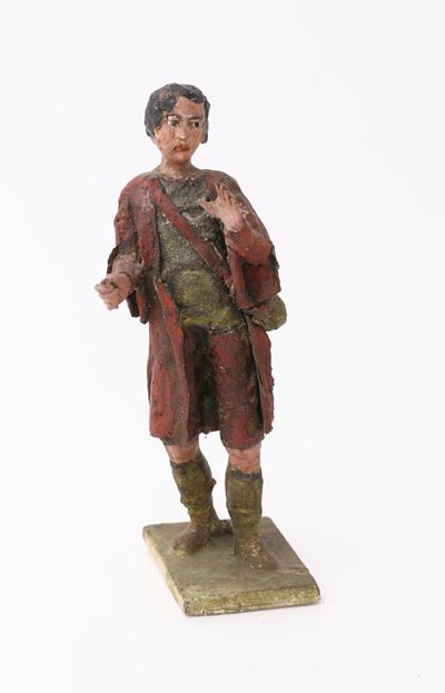 Giovane in Terracotta Policroma, Sicilia, XIX Secolo