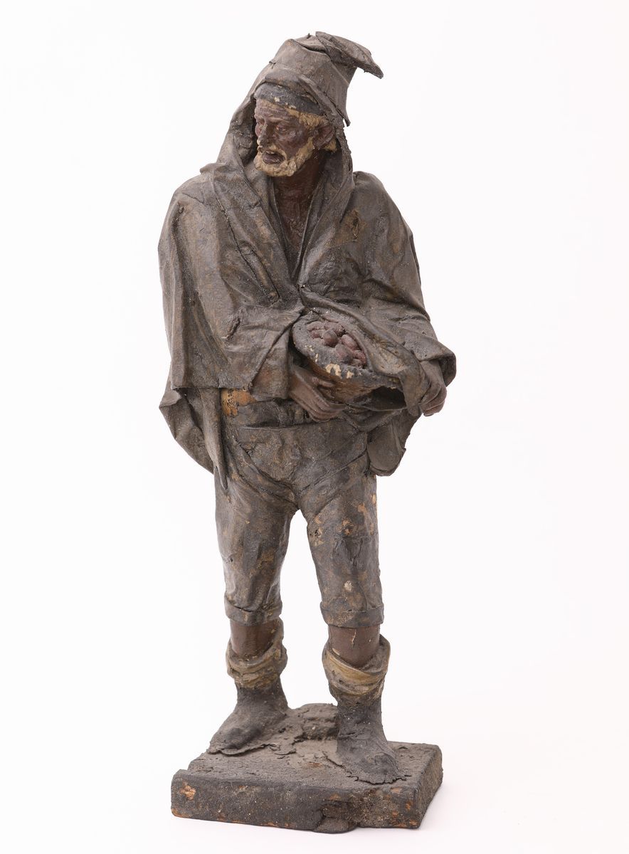 Scultura Polimaterica Raffigurante Villico, Sicilia, Fine del XIX Secolo