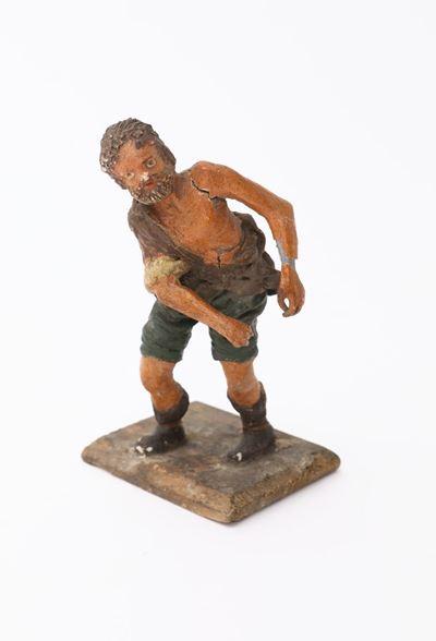 Figura di Mendicante in Terracotta Policroma, Sicilia, Fine del XIX Secolo