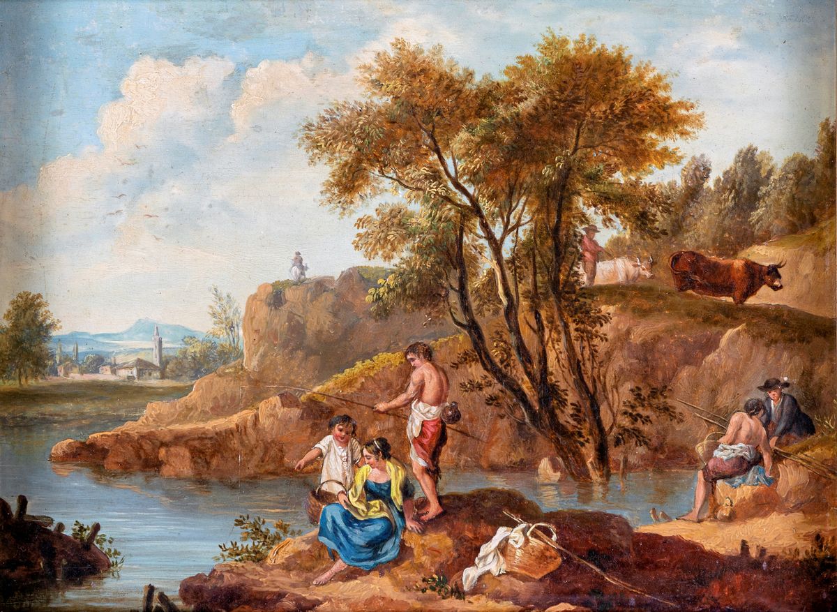 Pittore del XIX Secolo - Paesaggio Bucolico