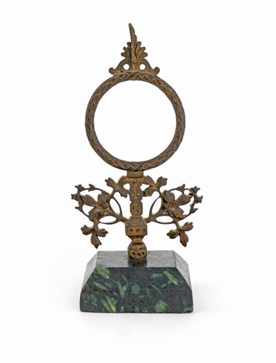 Porta Orologio da Tavolo in Bronzo e Marmo