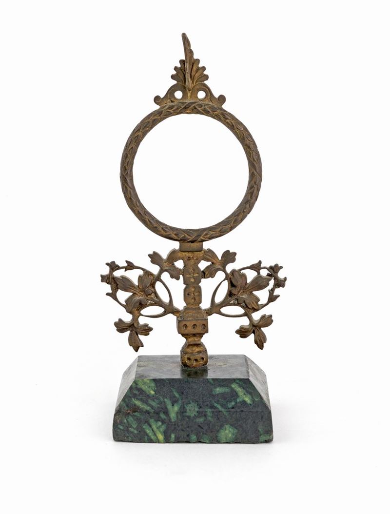 Porta Orologio da Tavolo in Bronzo e Marmo
