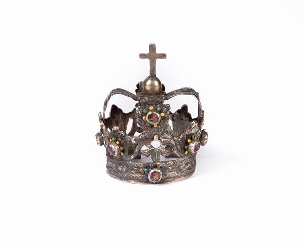 Piccola corona in argento con gemme, XIX secolo