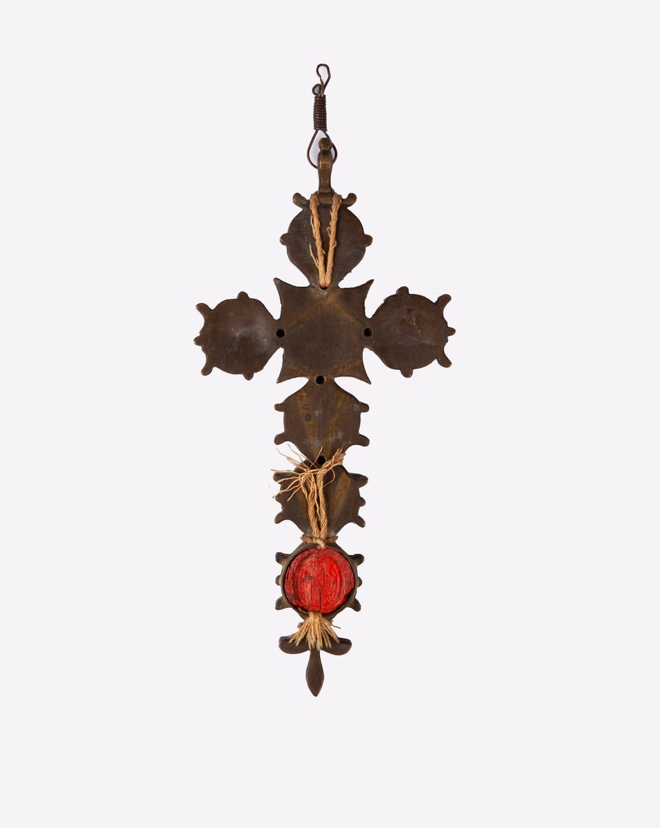 Antica Croce Reliquiario in Ottone, XIX Secolo