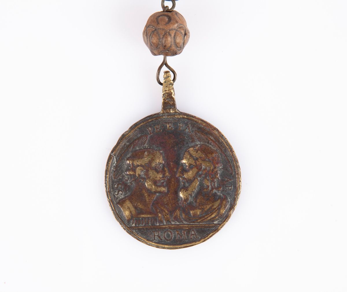 Medaglia in Bronzo Roma XVIII Secolo, con i Busti di Ss. Pietro e Paolo, la Vergine e Gesù