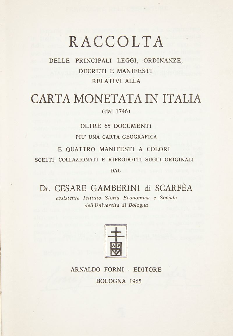 3 Volumi. Cesare Gamberini di Scarfea. Raccolta, Seconda Raccolta e Terza Raccolta delle Principa...