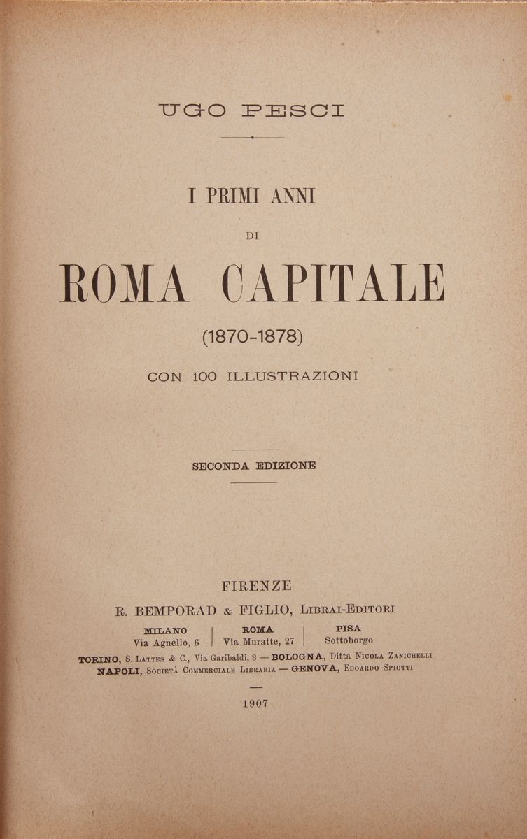 Ugo Pesci. i Primi Anni di Roma Capitale 1870-1878