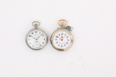 Due Orologi da Ferrovieri Remontoir in Metallo, Wille Freres e Zeocron
