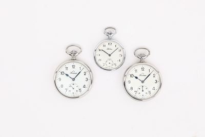 Perseo. Tre Orologi in Metallo da Ferroviere Remontoir