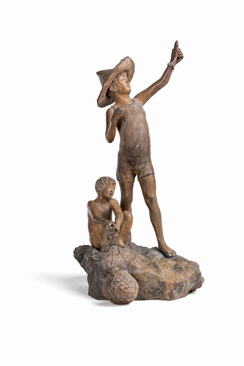 Scultore Napoletano del XIX/XX Secolo - Giovani Pescatori