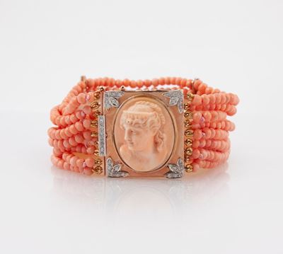 Bracciale in Oro Giallo e Corallo