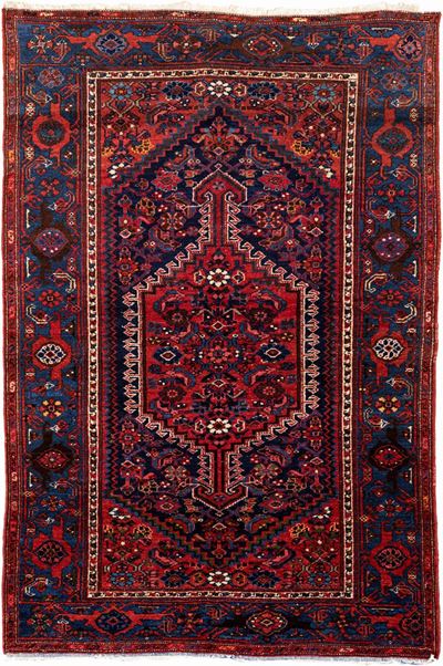 Tappeto Persiano Zanjan Fondo Rosso