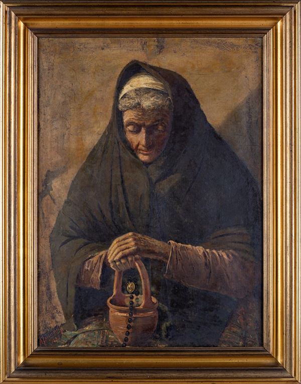 Arnaldo  Ferraguti - Anziana con rosario
