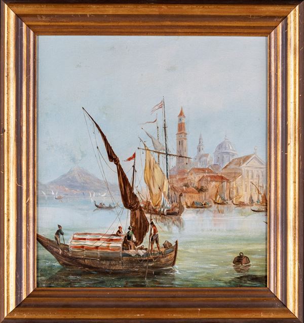 Pittore del XIX/XX secolo - Veduta del porto di Messina
