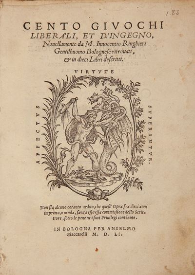 Innocentio Ringhieri - Cento Giuochi Liberali Et D'ingegno Novellamente da M. Innocentio Ringhier...