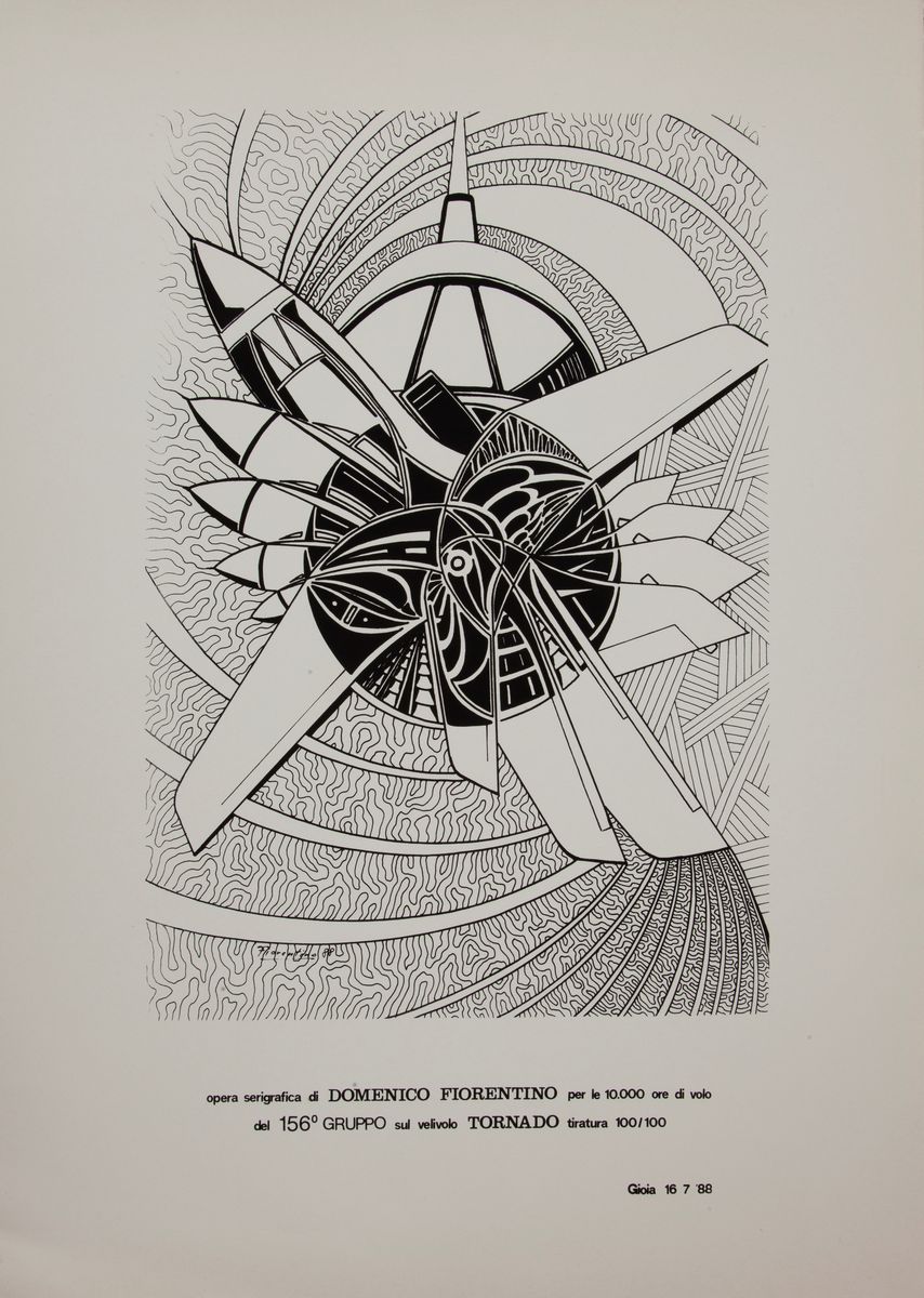Domenico Fiorentino . Lotto di Due Opere Serigrafiche sul Cacciabombardiere "tornado"