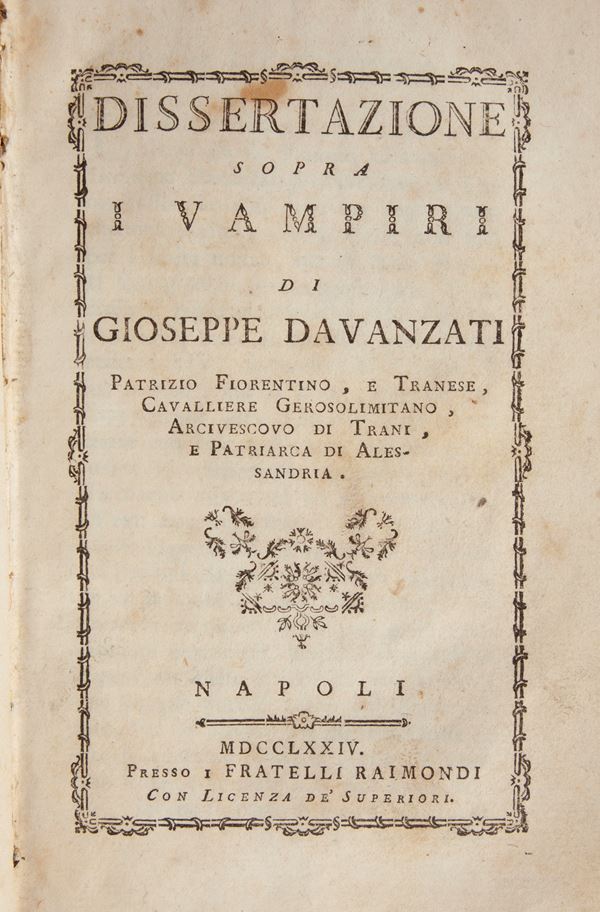 Giuseppe Davanzati. Dissertazione sopra i vampiri