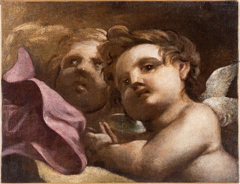Antonio Allegri Detto il Correggio - Frammento con Coppia di Cherubini