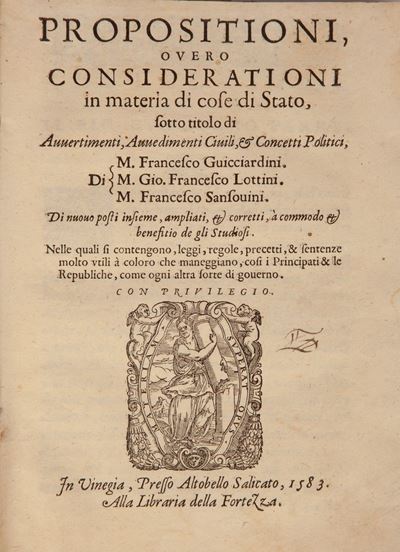 Propositioni, Overo Considerationi in Materia di Cose di Stato, Sotto Titolo di Avvertimenti, Avv...