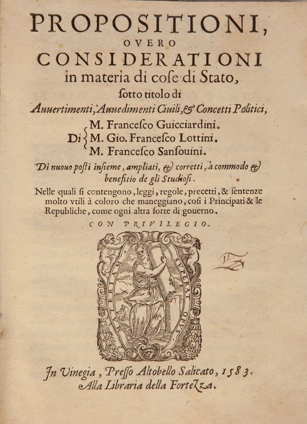 Propositioni, overo considerationi in materia di cose di Stato, sotto titolo di Avvertimenti, Avvedimenti Civili e Concetti Politici