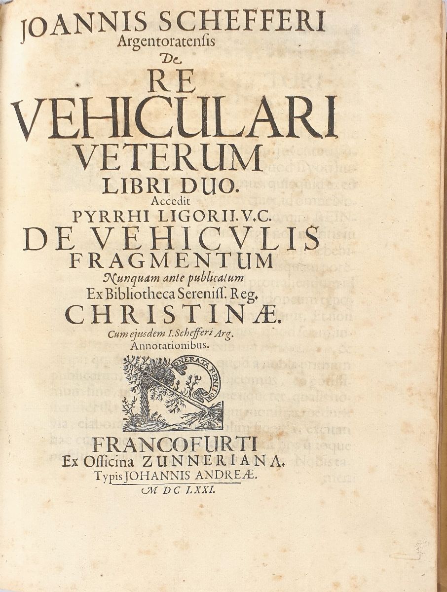 Jean Scheffer. De Re Vehiculari Veterum Libri Duo Accedit Pyrrhi Ligorii. V.C. De Vehiculis Fragm...