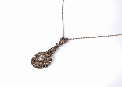 Pendente Liberty con Oro Diamanti e Zaffiri