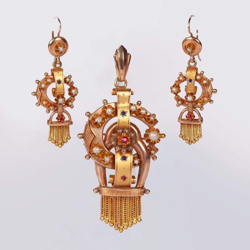 Parure Borbonica: Pendente, Spilla, Orecchini