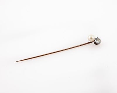 Fermacravatta con Perla e Diamante