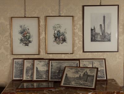 11 Riproduzioni Fotostatiche di Cui Otto di Vedute di Roma del Piranesi, una di Bologna del Saddl...