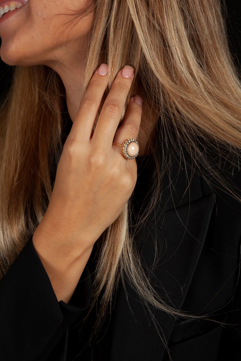 Anello in Oro,corallo e Diamanti
