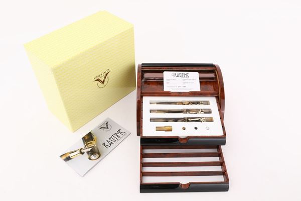 Visconti Ragtime Set 20 anniversario, penna stilografica, Roller e penna a sfera in resina con particolari in metallo dorato