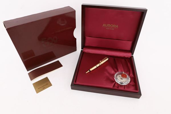 Aurora 500 Anni Colombo - Penna a sfera in metallo placcato in oro