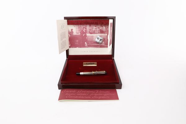 Aurora Carlo Goldoni 200 - penna stilografica in argento 925 con particolari placcati in oro