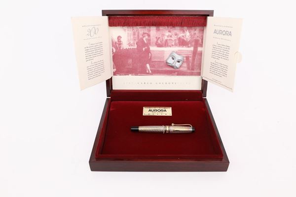 Aurora Carlo Goldoni 200 - Penna stilografica in argento 925% con particolari placcati in oro