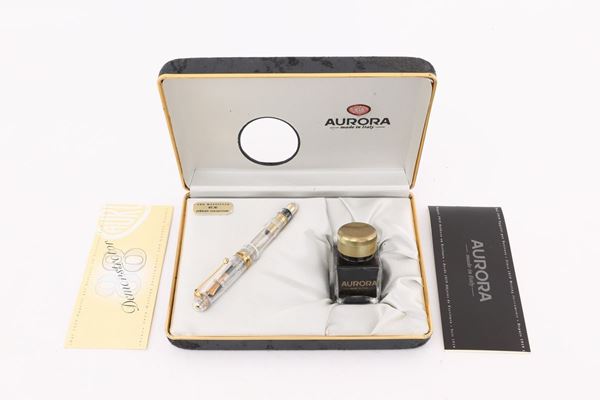 Aurora 88 Demonstator Edizione limitata di pregio - Penna stilografica in resina trasparente con finiture in oro 18 Kt e rubino incastonato sul fermaglio