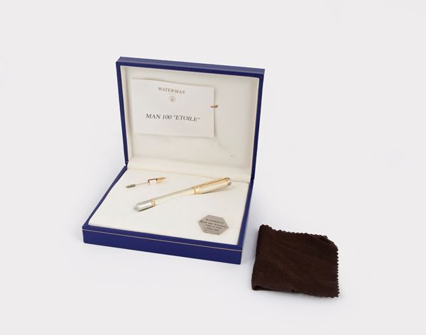 Waterman Man 100 Etoile 1983-1993 - Penna stilografica in argento massiccio 950%