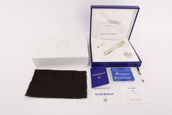 Waterman Man 100 Etoile 1983-1993 - Penna stilografica in argento massiccio 950/000 con particolari dorati. Special edition