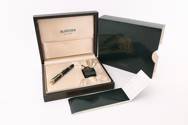 Aurora Dante Alighieri - Penna stilografica in smalto verde e particolari dorati