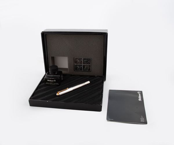 Pelikan Revival M750 Anniversario 1838-1988 - Penna stilografica in metallo argentato