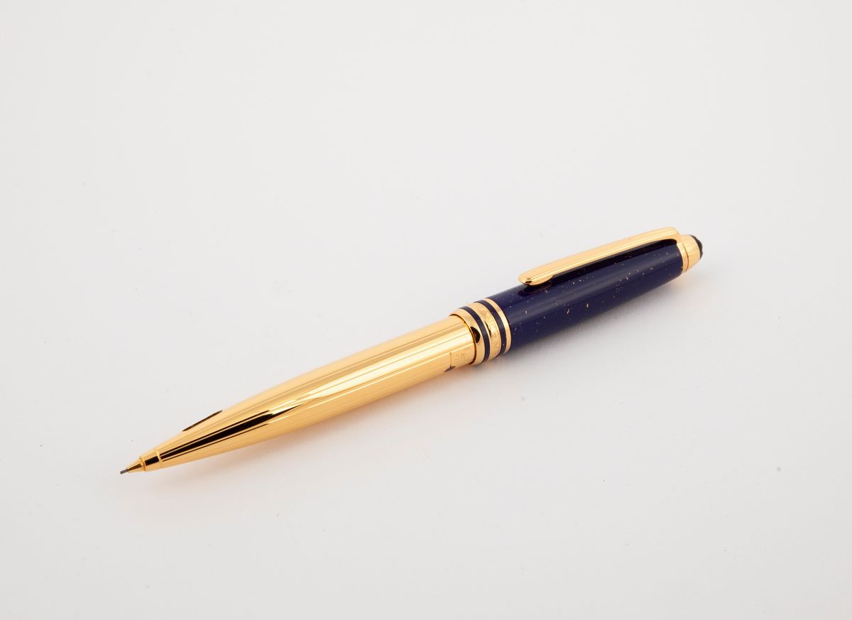 Montblanc Meisterstuck Ramses II - Portamine in Argento 925% Placcato in Oro 22 Kt e Lapislazzuli